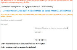 Expert-Comptable en ligne Modèle gratuit lettre d'acceptation suite à une demande de congé parental