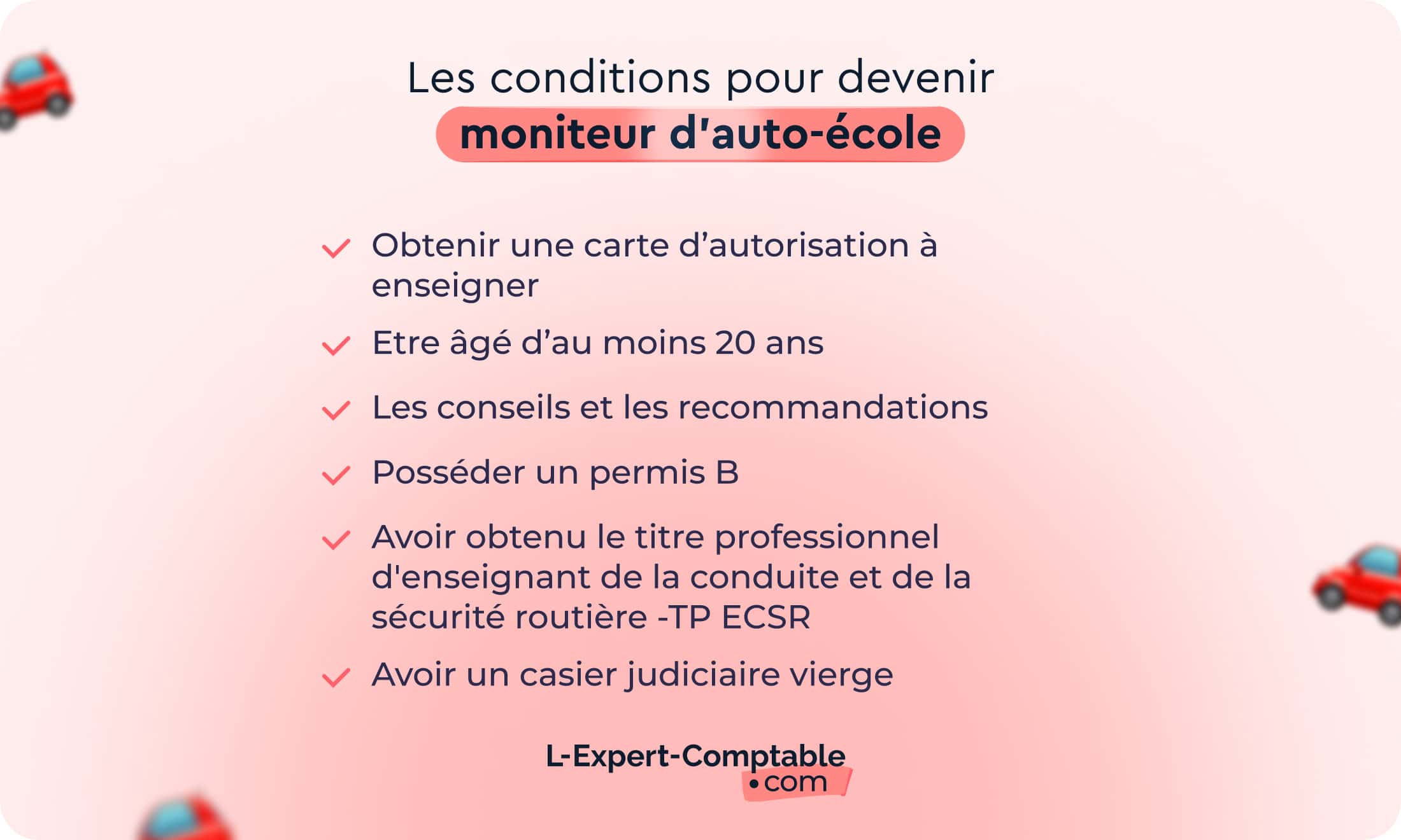 Les conditions pour devenir moniteur d'auto-école