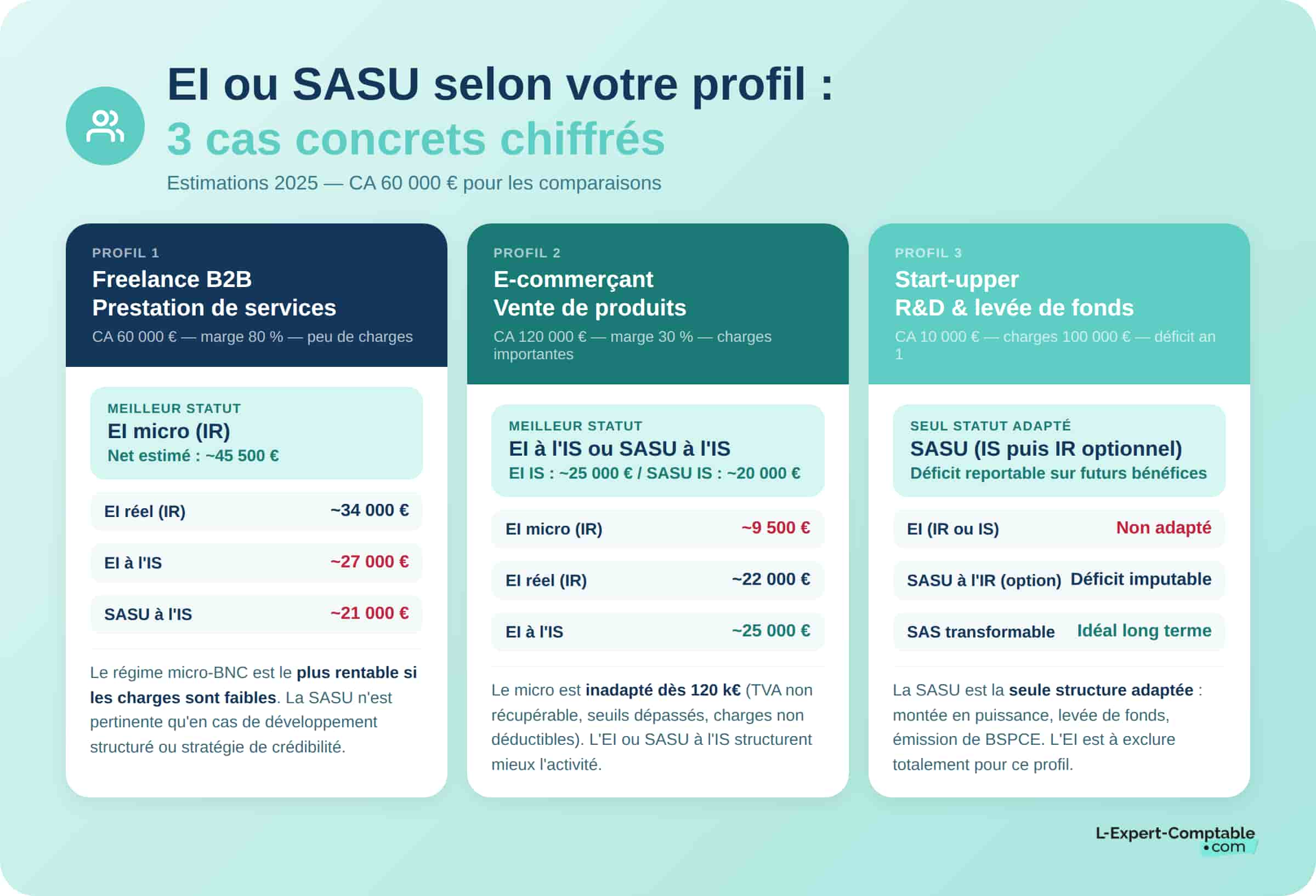 EI ou SASU selon profils