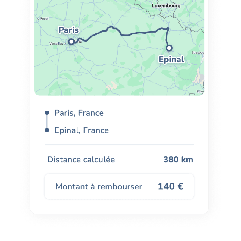 Calcul d'une note de frais kilométrique